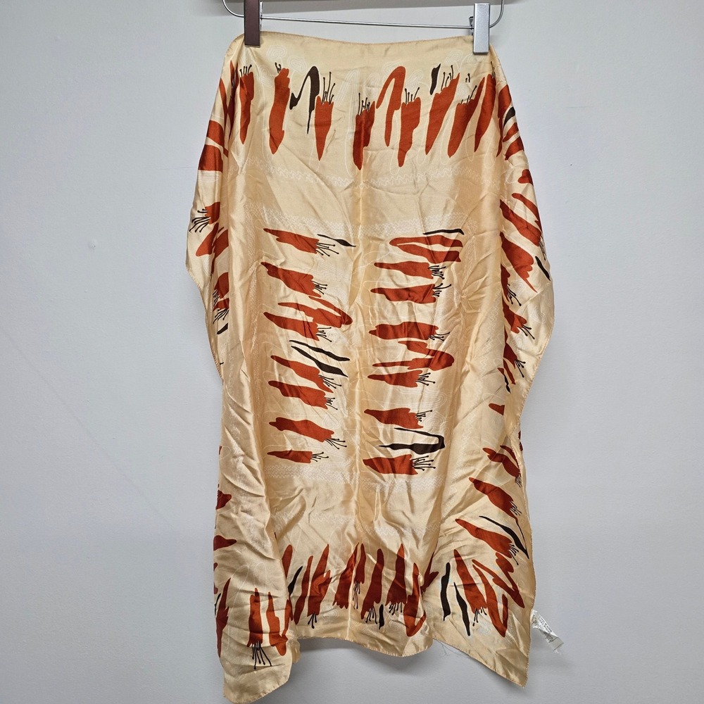 Patricia Dumont Scarf Women Tan Orange Abstract Carrot Print Rhodia‎ Twill Italy
